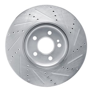 Mercedes-Benz CLA250 Brake Rotor (1) - Front Left - R1 Concepts - Drilled & Slotted - Silver - `19-`25
